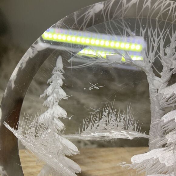 Vintage 1998 Lucite Winter Scene Reverse Carved Sculpture by Frank Albrecht FRA - Picture 16 of 16